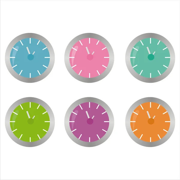Ícones de relógios coloridos — Vetor de Stock