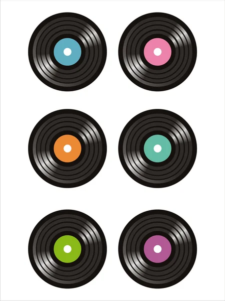 Färgglada vinyl records ikoner — Stock vektor