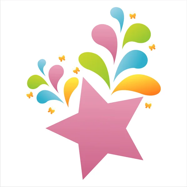 Étoile avec éclaboussures colorées — Image vectorielle