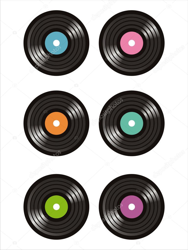 Colorful vinyl records icons — Stock Vector © isabelle #5667733