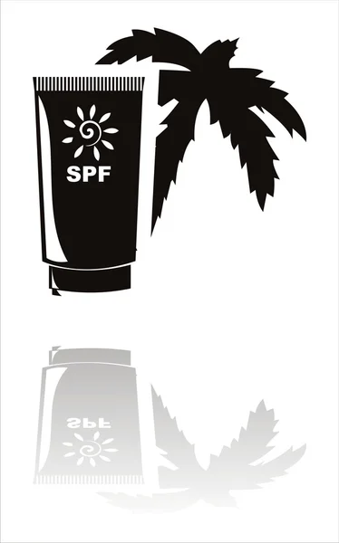 Sunblock cream icon with palm tree — Stock Vector