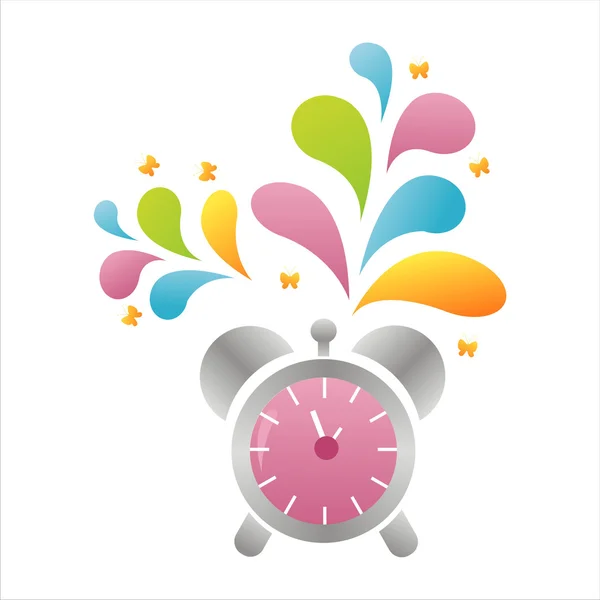 Clock with colorful splash — Stock Vector
