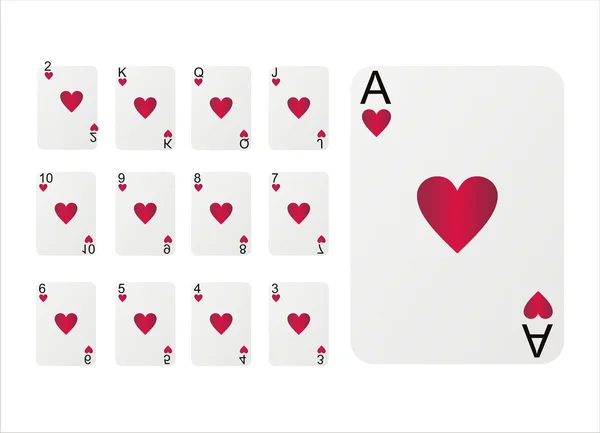 Playing cards of hearts — Stock Vector