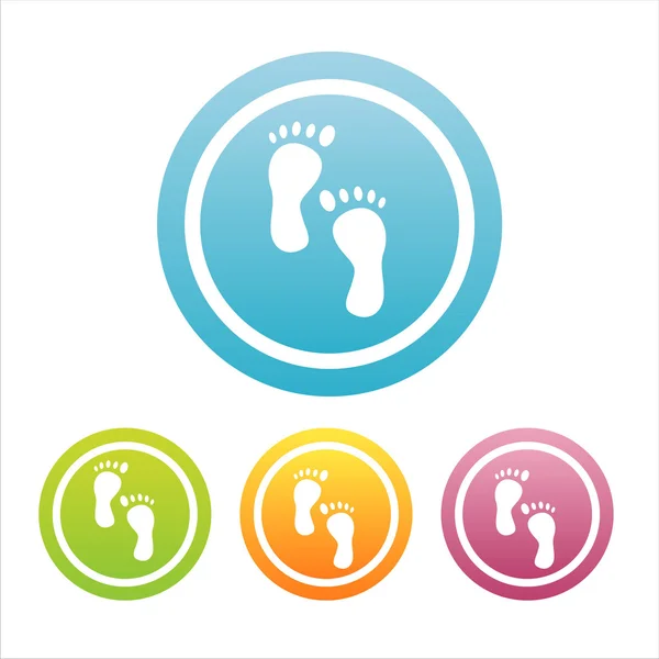 Signes de pas de pied colorés — Image vectorielle