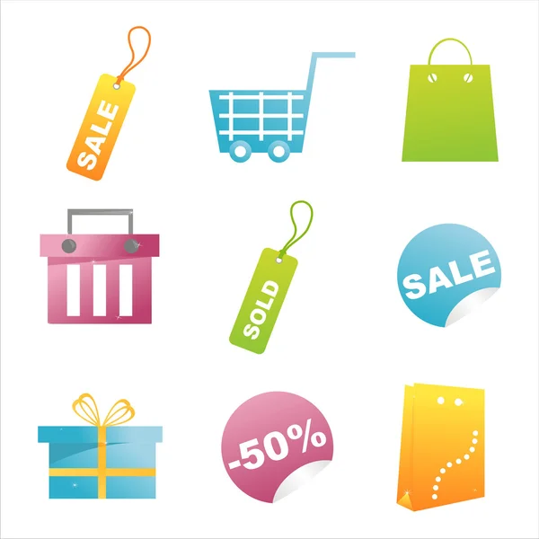 Glansigt shopping ikoner — Stock vektor