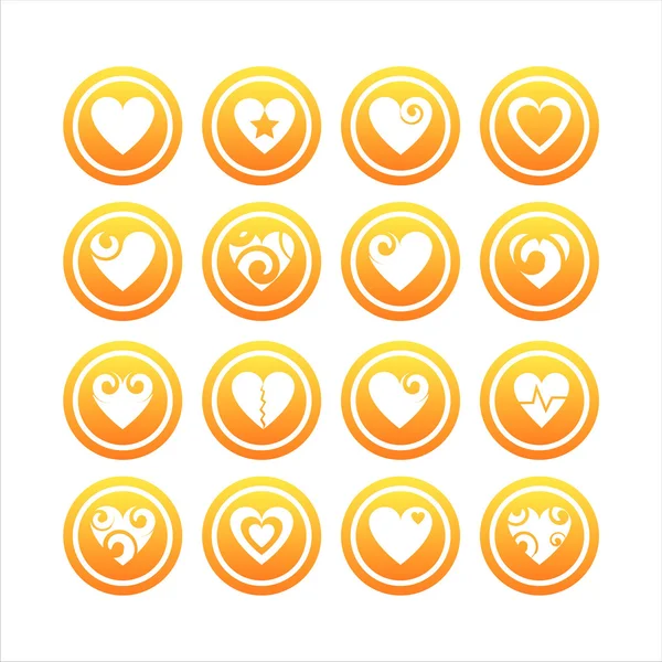 Signos de corazones naranja — Vector de stock