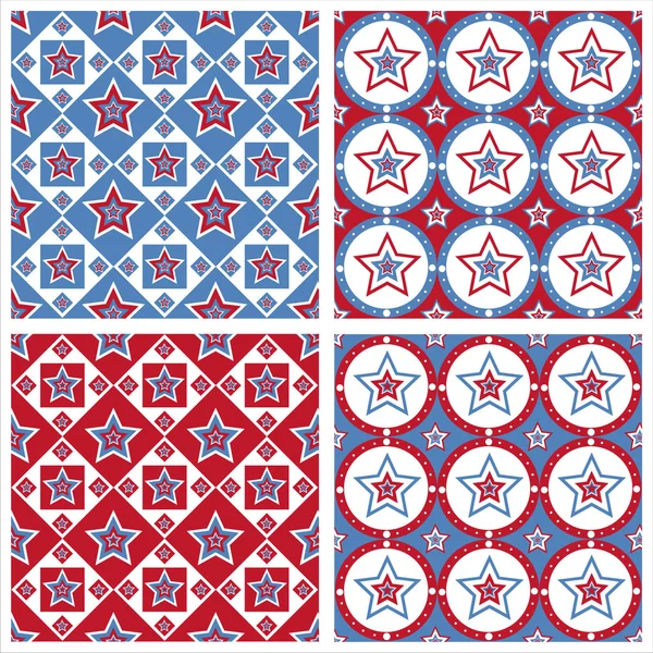 Cute Amerikaanse gekleurde sterren patronen — Stockvector