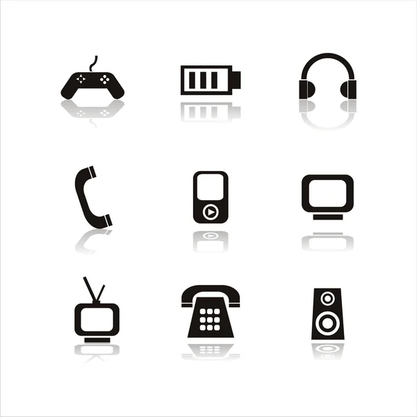 Black technology icons — Stock Vector