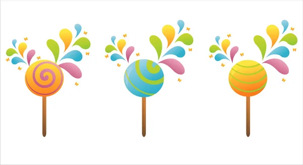 Lollipops with splashes — Stock Vector