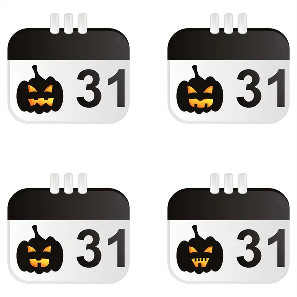 Ícones do calendário de Halloween —  Vetores de Stock