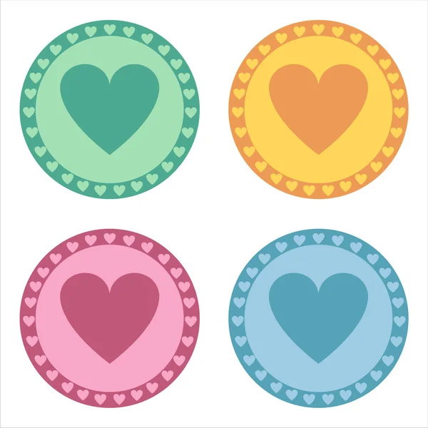 Kleurrijke harten stickers — Stockvector