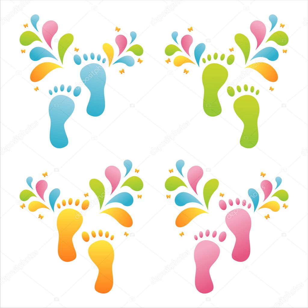 Colorful foot steps