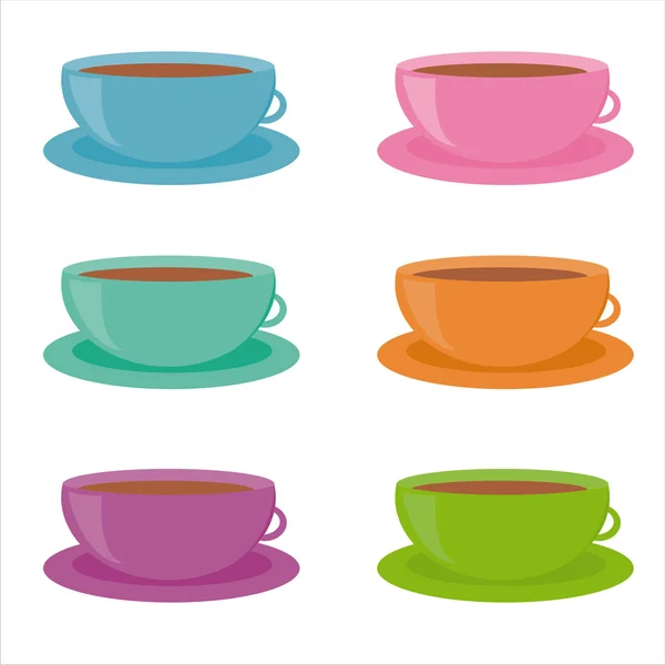 Colorful cups icons — Stock Vector