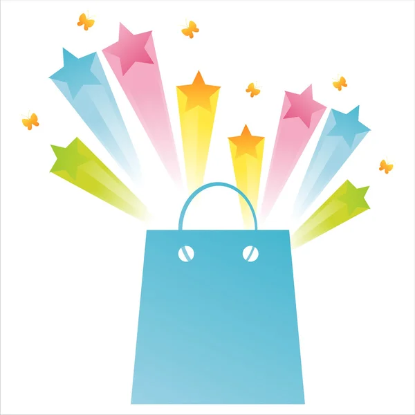 Shopping bag con stella spruzzata — Vettoriale Stock