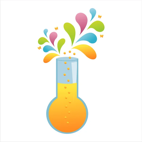 Kemiska flaska med färgglada splash — Stock vektor