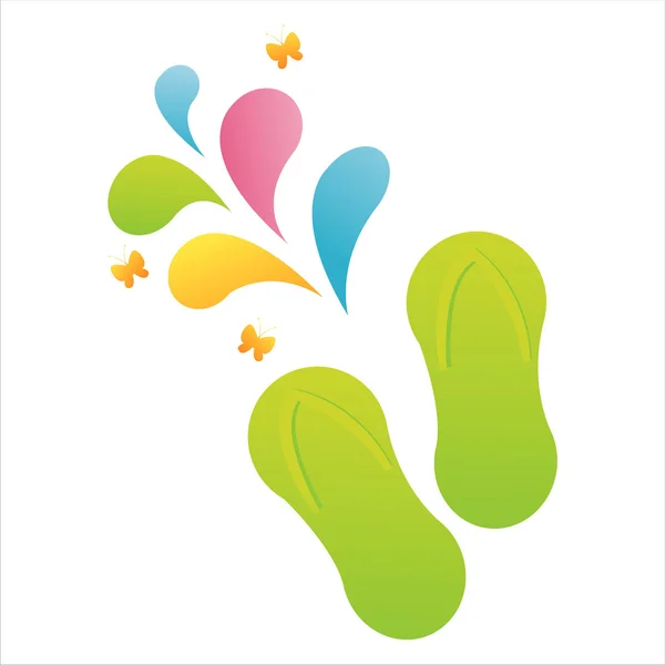 Flip flops with colorful splash — Stock Vector