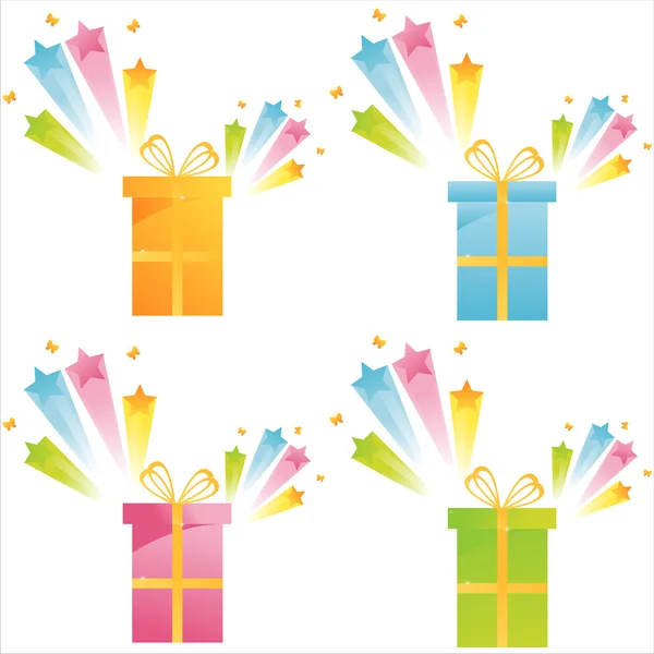 Gifts with star splashes — Stock Vector