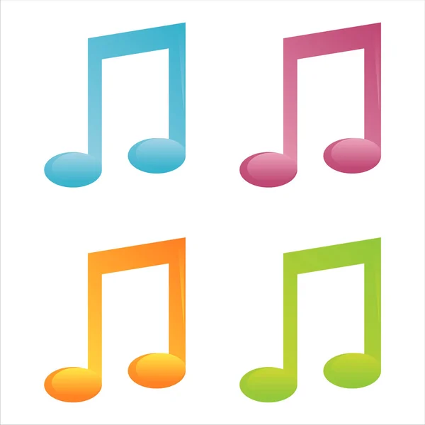 Coloridos iconos de notas musicales — Vector de stock