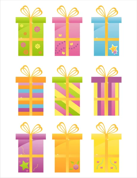 Icônes cadeaux colorés — Image vectorielle