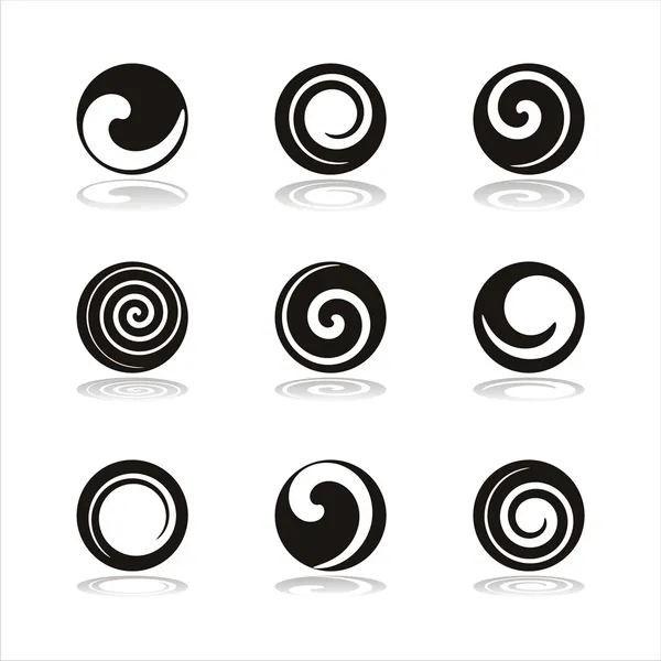 Iconos de remolino negro — Archivo Imágenes Vectoriales
