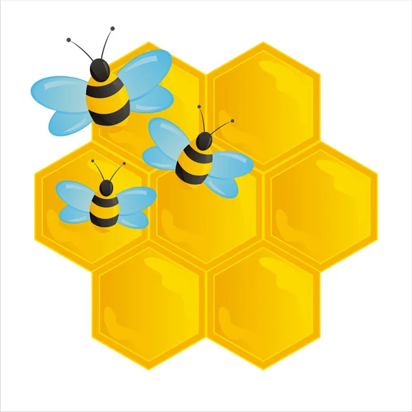 Arılar ile parlak peteğin — Stok Vektör