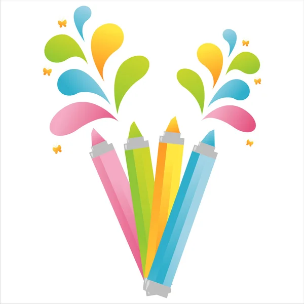 Marqueurs avec éclaboussures colorées — Image vectorielle