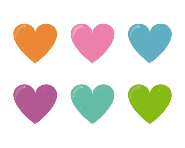 Färgglada hjärtan ikoner — Stock vektor
