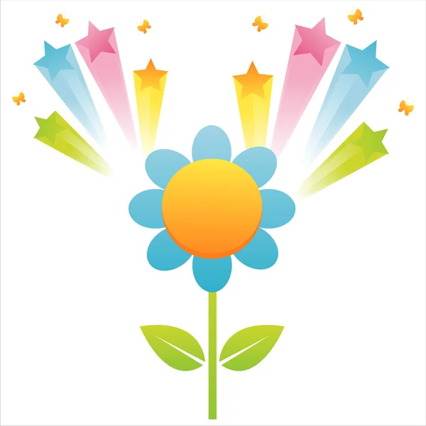 Flower with star splash — Stock Vector