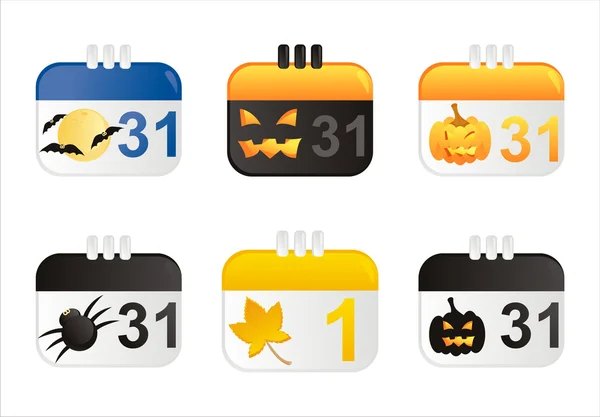 Cadılar Bayramı Takvim ikonlar — Stok Vektör