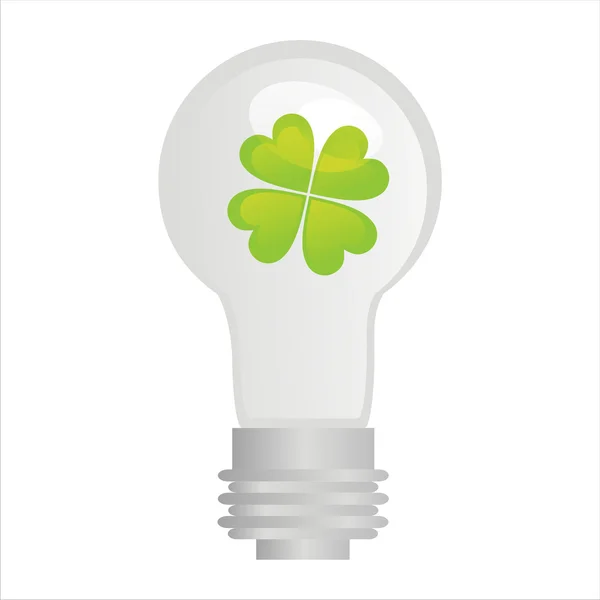 Eco lamp with clover — Stock Vector