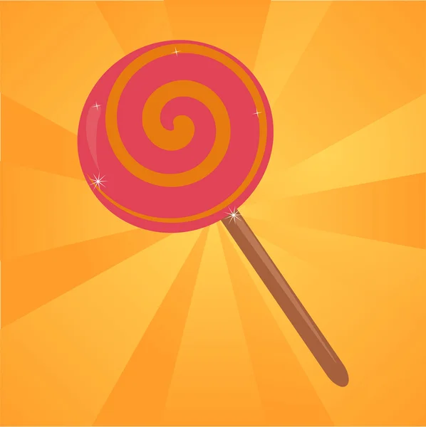 Lollipop över orange bakgrund — Stock vektor