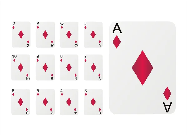 Playing cards of diamonds — Stock Vector