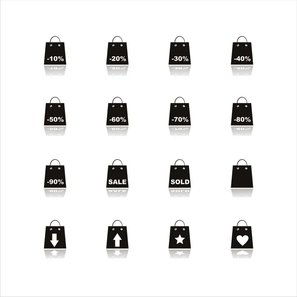 Noir sacs à provisions icônes — Image vectorielle