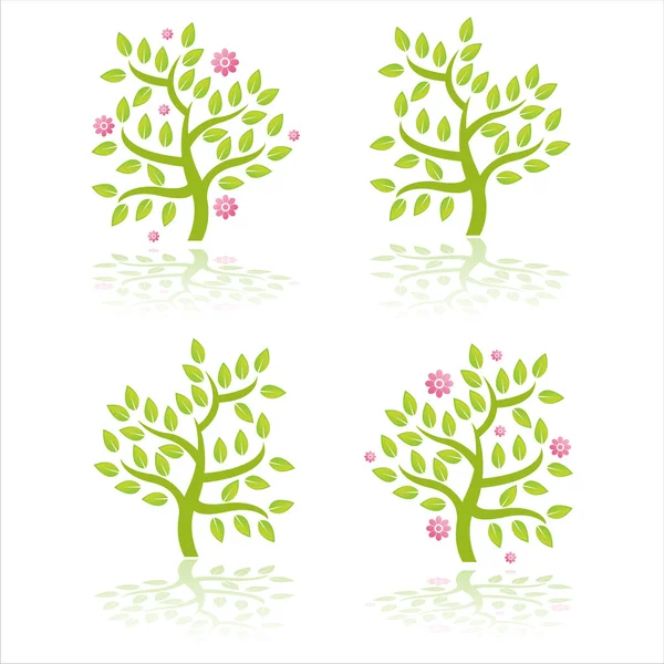 Glossy trees with flowers — Stock Vector