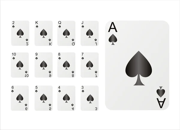 Pik-Spielkarten — Stockvektor