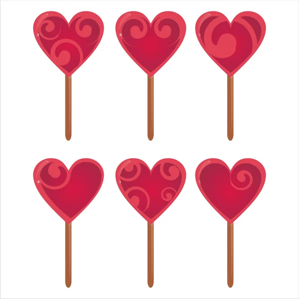 Hearts lollipops icons — Stock Vector