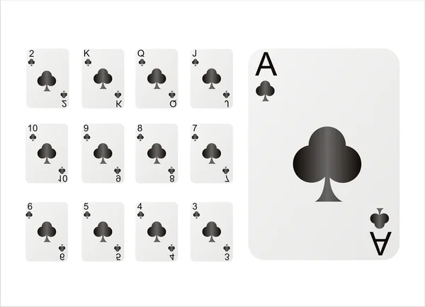 Hrací karty klubů — Stockový vektor