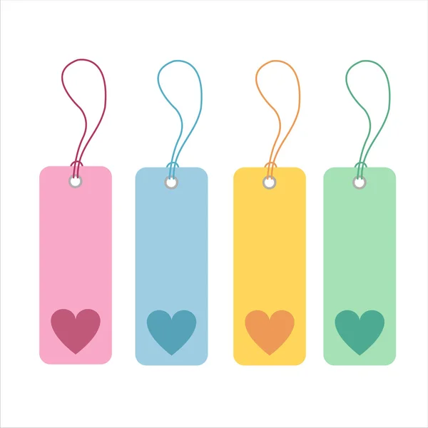Ετικέτες πολύχρωμες καρδιές — Διανυσματικό Αρχείο