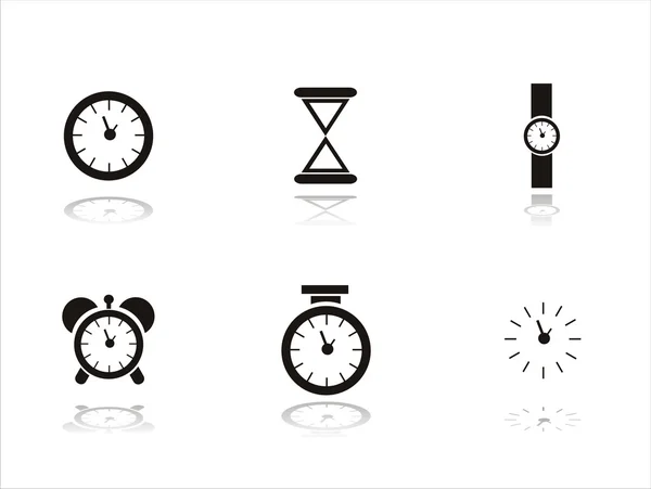 Icone orologio nero — Vettoriale Stock