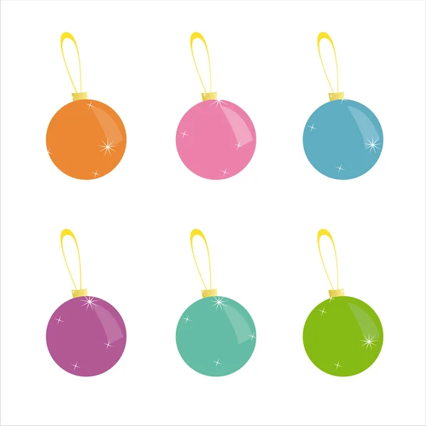 Kleurrijke christmas balls iconen — Stockvector