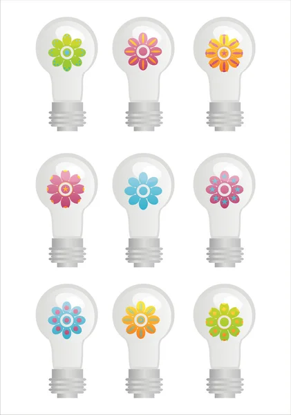 Eco lampes avec des fleurs — Image vectorielle