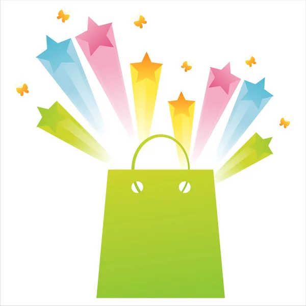 Shopping bag with star splash — Stock Vector