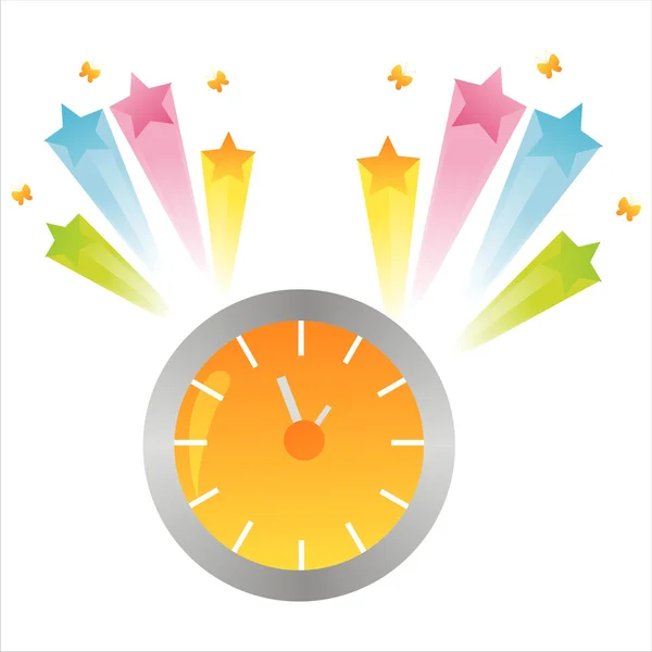 Reloj con salpicadura de estrella — Vector de stock