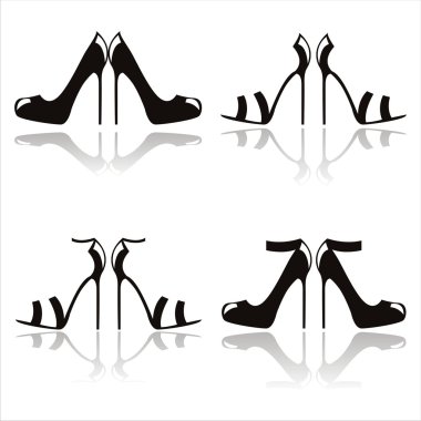 Black high hell shoes icons clipart