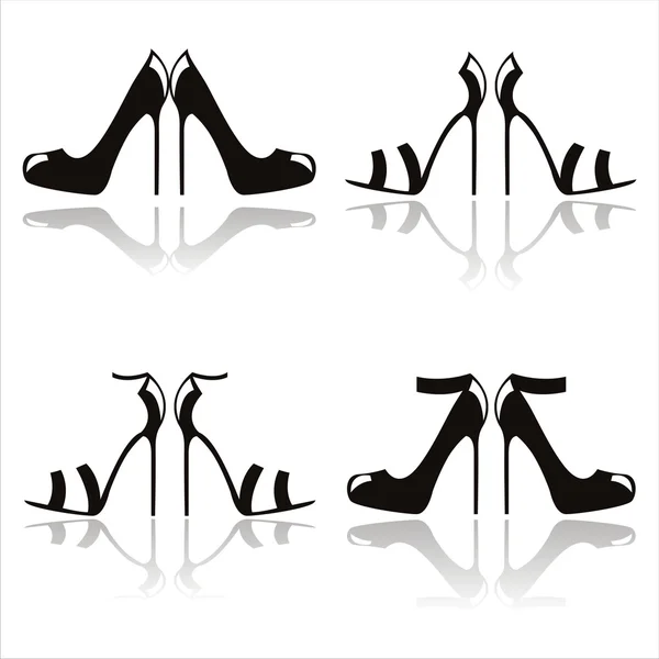 Zwarte hoge hel schoenen pictogrammen — Stockvector