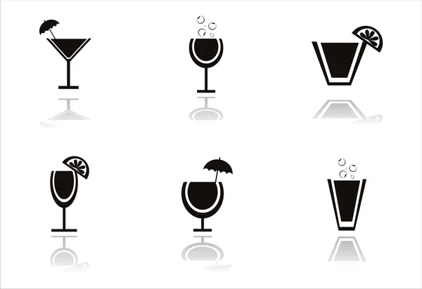 Svart cocktails ikoner — Stock vektor