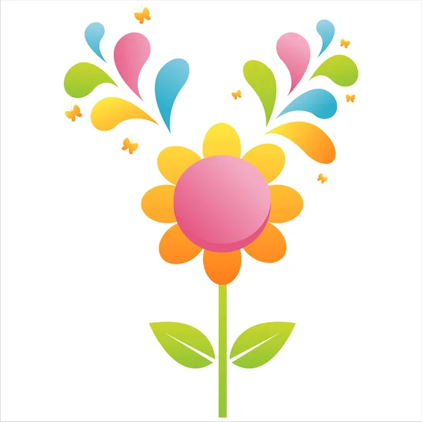 Flor con salpicadura colorida — Vector de stock