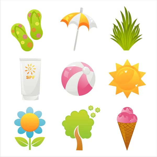 Colorful summer icons — Stock Vector