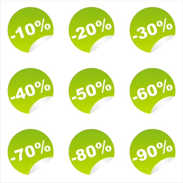 Groene verkoop stickers — Stockvector