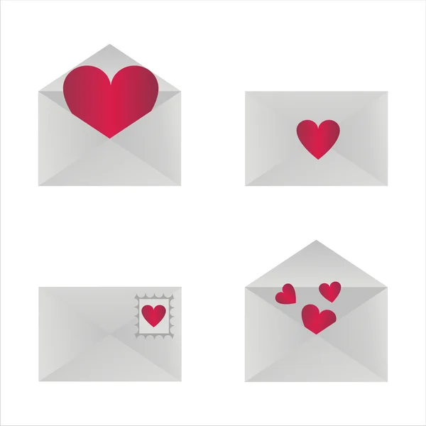 Lettere d'amore icone — Vettoriale Stock